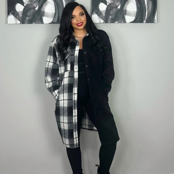 Boutique Brand NWT Corduroy And Plaid Shacket Dress - Picture 8 of 10